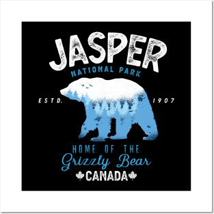 Jasper National Park Grizzly Bear Vintage Look Posters and Art